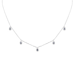 SPECIAL! .50ct G SI 14K White Gold Diamond & Blue Sapphire Gemstones Pendant Necklace 16+2" Long