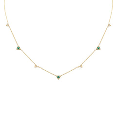 SPECIAL! .23ct G SI 14K Yellow Gold Diamond & Emerald Gemstones Pendant Necklace 16+2" Long