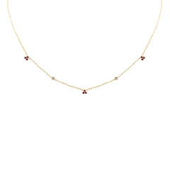 .26ct G SI 14K Yellow Gold Diamond & Ruby Gemstones Pendant Necklace 16+2" Long