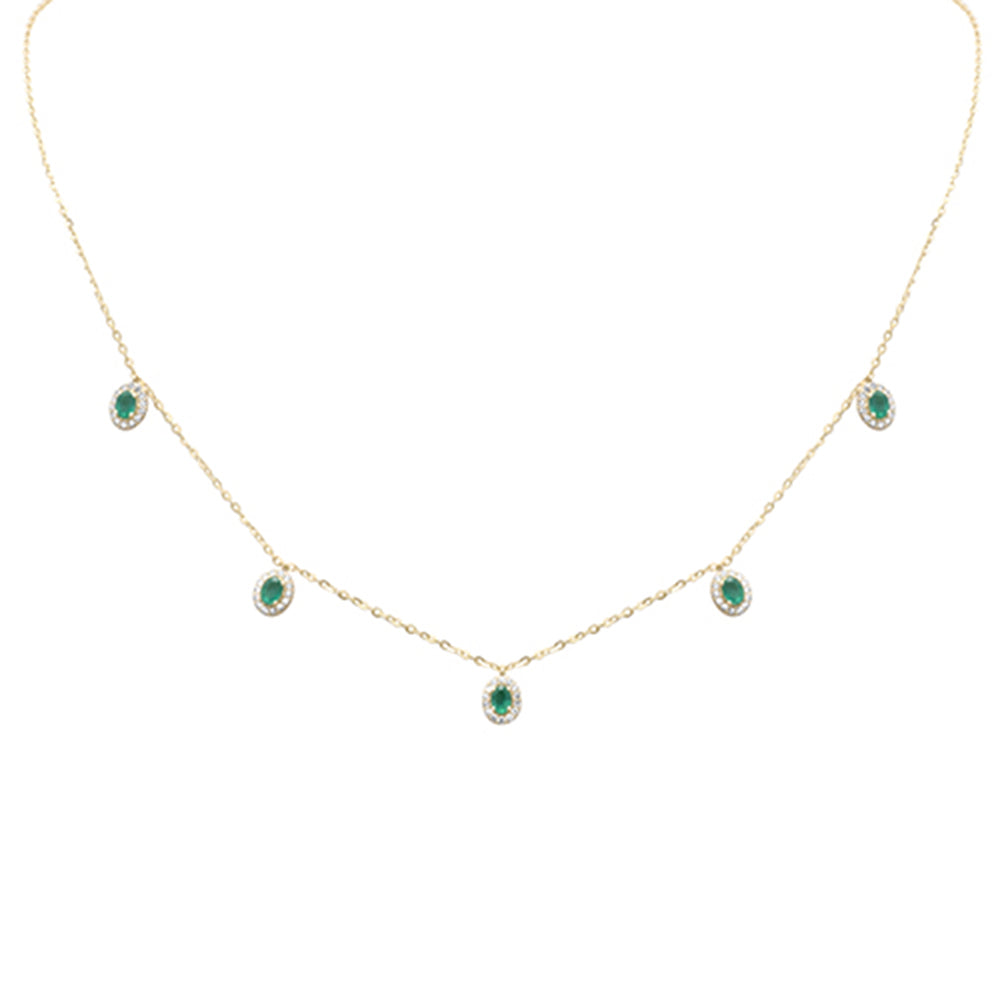 SPECIAL! .77ct G SI 14K Yellow Gold Diamond & Emerald Gemstones Pendant Necklace 16+2" Long
