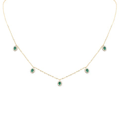 SPECIAL! .77ct G SI 14K Yellow Gold Diamond & Emerald Gemstones Pendant Necklace 16+2" Long