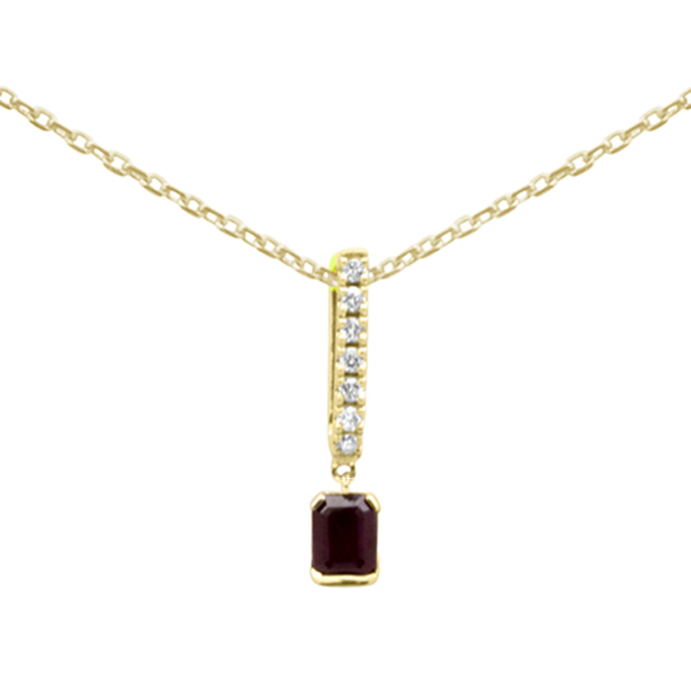 .37ct G SI 14K Yellow Gold Diamond & Ruby Gemstone Pendant Necklace 18" Long Chain