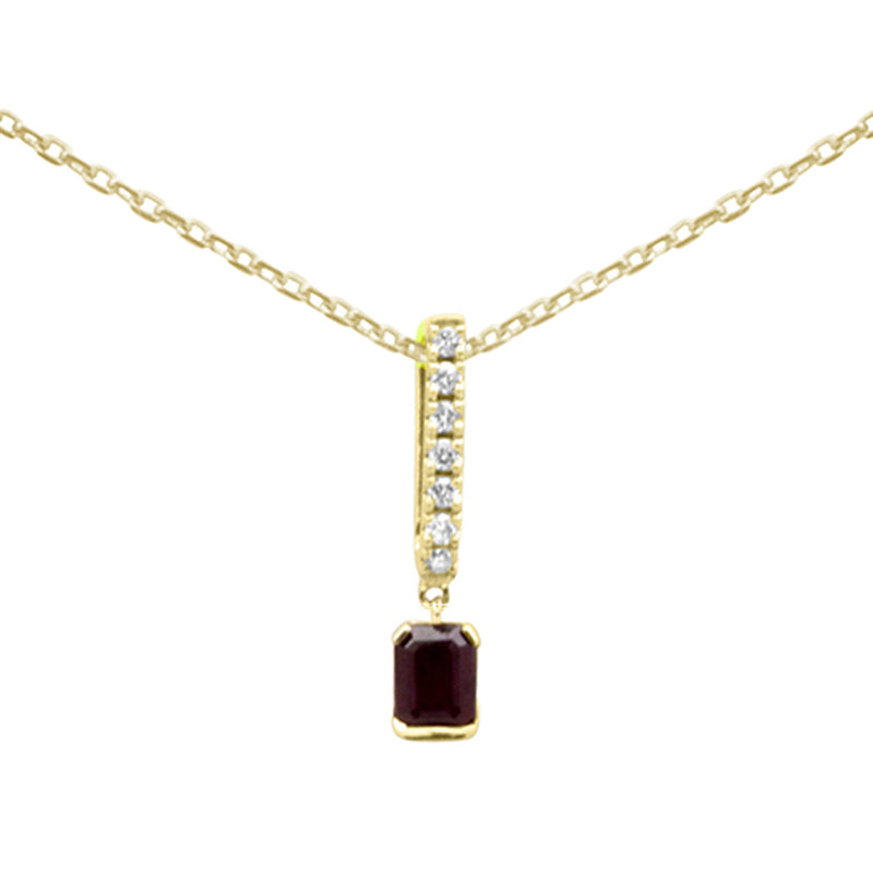 .37ct G SI 14K Yellow Gold Diamond & Ruby Gemstone Pendant Necklace 18" Long Chain