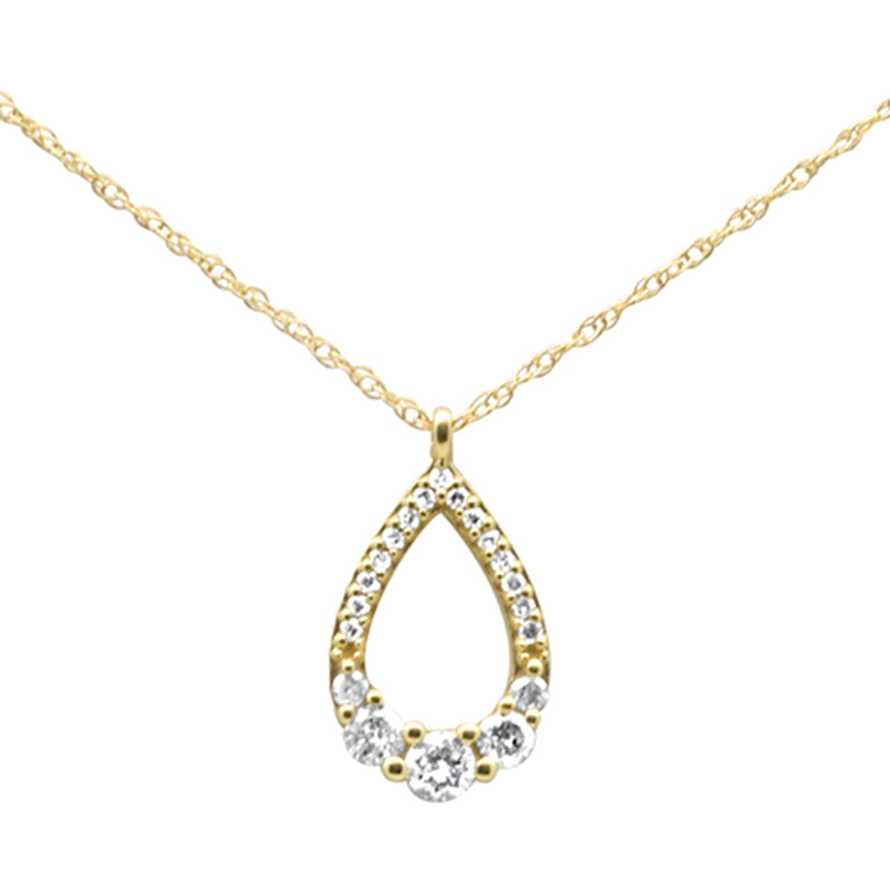 .23ct G SI 14K Yellow Gold Diamond Pear Shape Pendant Necklace 18" Long