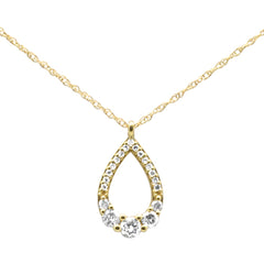 .23ct G SI 14K Yellow Gold Diamond Pear Shape Pendant Necklace 18" Long
