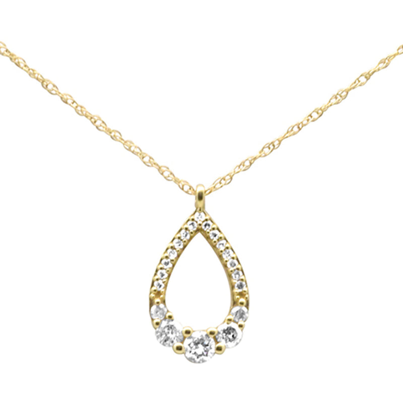 .23ct G SI 14K Yellow Gold Diamond Pear Shape Pendant Necklace 18" Long
