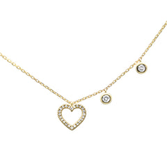 .13ct G SI 14K Yellow Gold Diamond Heart Shape Pendant Necklace 18" Long