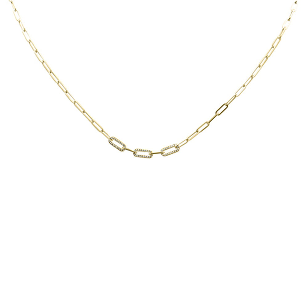 SPECIAL!.13ct G SI 14K Yellow Gold Round Diamond Paper Clip Pendant Necklace 18" Long