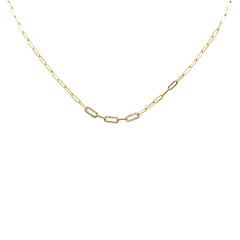 SPECIAL!.13ct G SI 14K Yellow Gold Round Diamond Paper Clip Pendant Necklace 18" Long