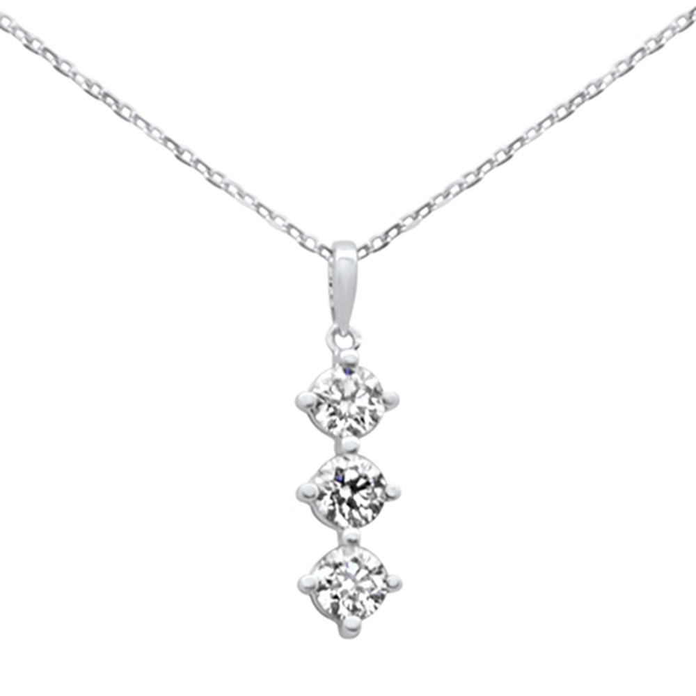 SPECIAL! .62ct G SI 14K White Gold Diamond 3 Stone Pendant Necklace 18" Long Chain