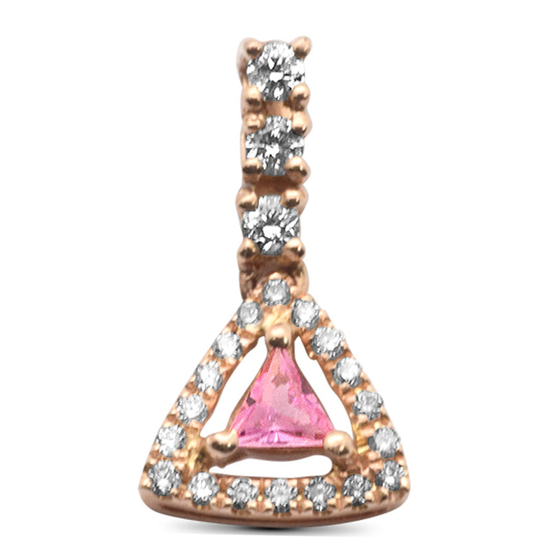 GEMSTONE CLOSEOUT!  .24ct G SI 14K Rose Gold Diamond & Pink Sapphire Fashion Pendant No Chain