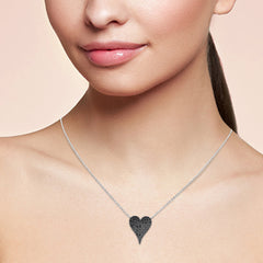.41ct G SI 14K White Gold Black Diamond Pendant Necklace 16+2" Ext.