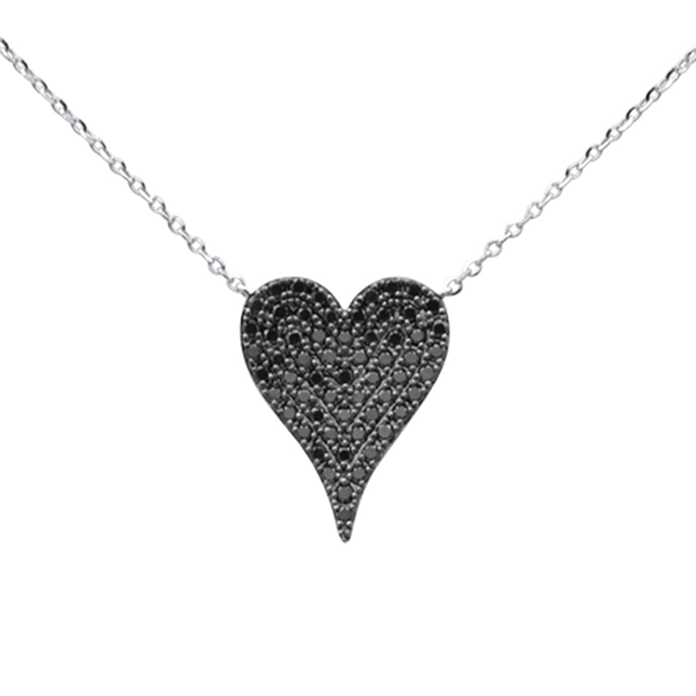 .41ct G SI 14K White Gold Black Diamond Pendant Necklace 16+2" Ext.