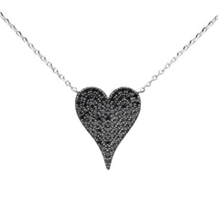 .41ct G SI 14K White Gold Black Diamond Pendant Necklace 16+2" Ext.
