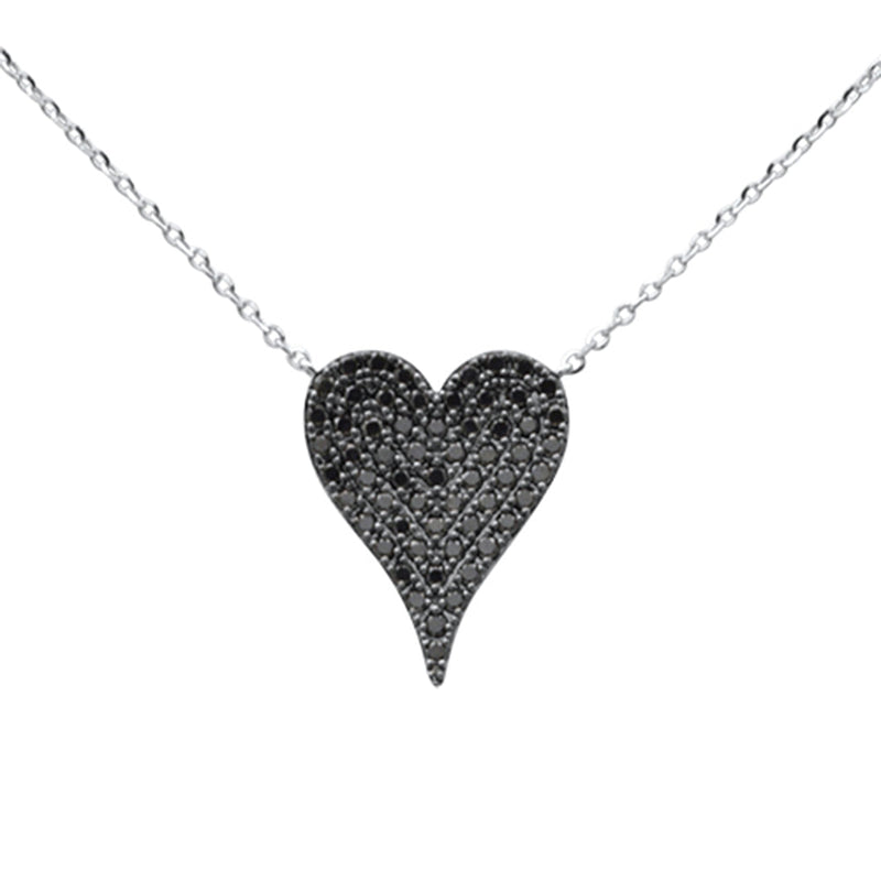 .41ct G SI 14K White Gold Black Diamond Pendant Necklace 16+2" Ext.