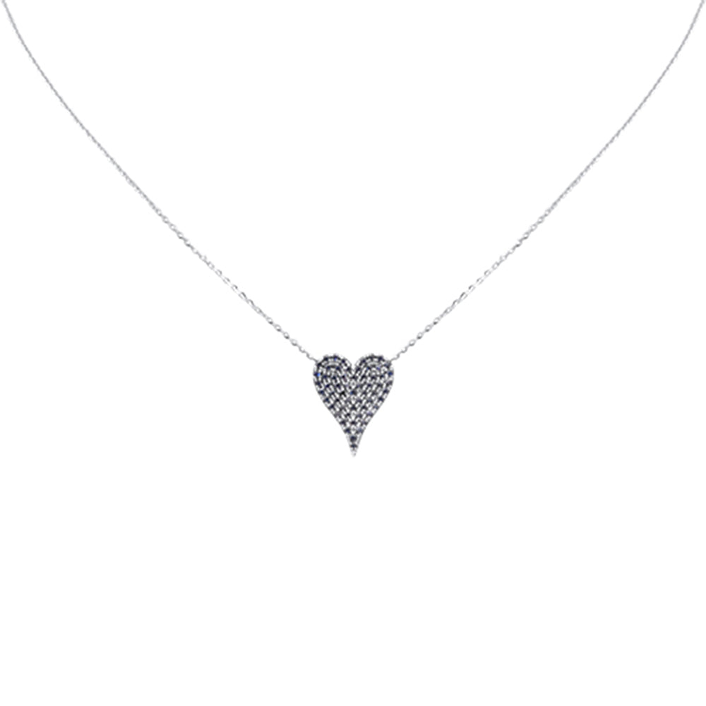 SPECIAL! .46ct G SI 14K White Gold Blue Sapphire Heart Pendant 16+2" Ext Long