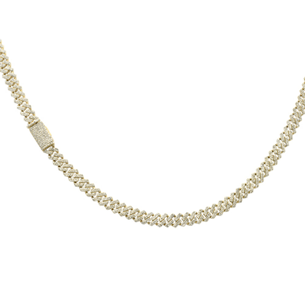 SPECIAL!5mm 3.83ct G SI 14K Yellow Gold Round Diamond Square Cuban Necklace 16" Long