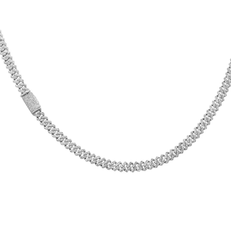 SPECIAL! 6MM 4.11ct G SI 14KT White Gold Square Diamond Micro Pave Cuban Necklace 18" Long (Copy)