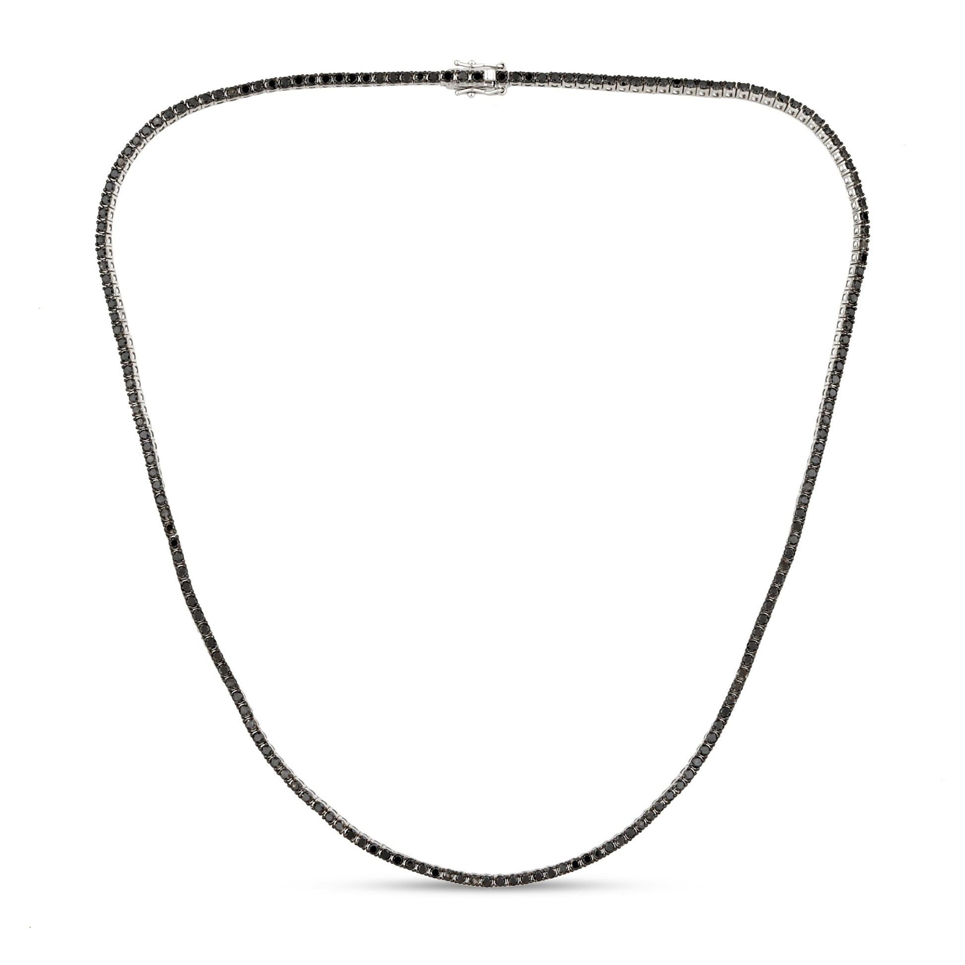 SPECIAL! 5.17ct G SI 14K White Gold Diamond Black Diamond Tennis Necklace 16" Long