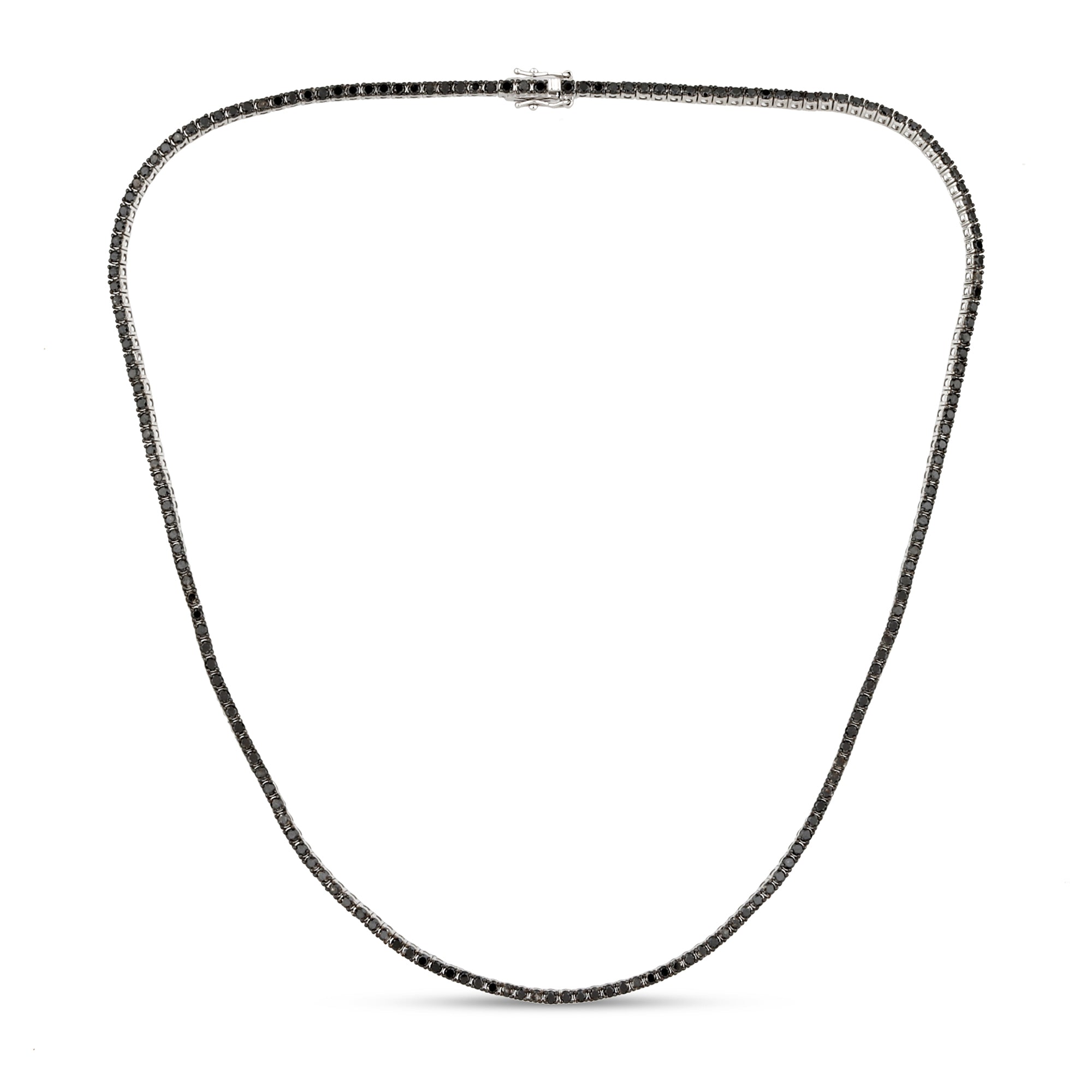 SPECIAL! 5.17ct G SI 14K White Gold Diamond Black Diamond Tennis Necklace 16" Long