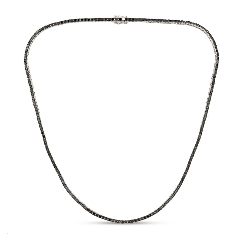 SPECIAL! 5.17ct G SI 14K White Gold Diamond Black Diamond Tennis Necklace 16" Long