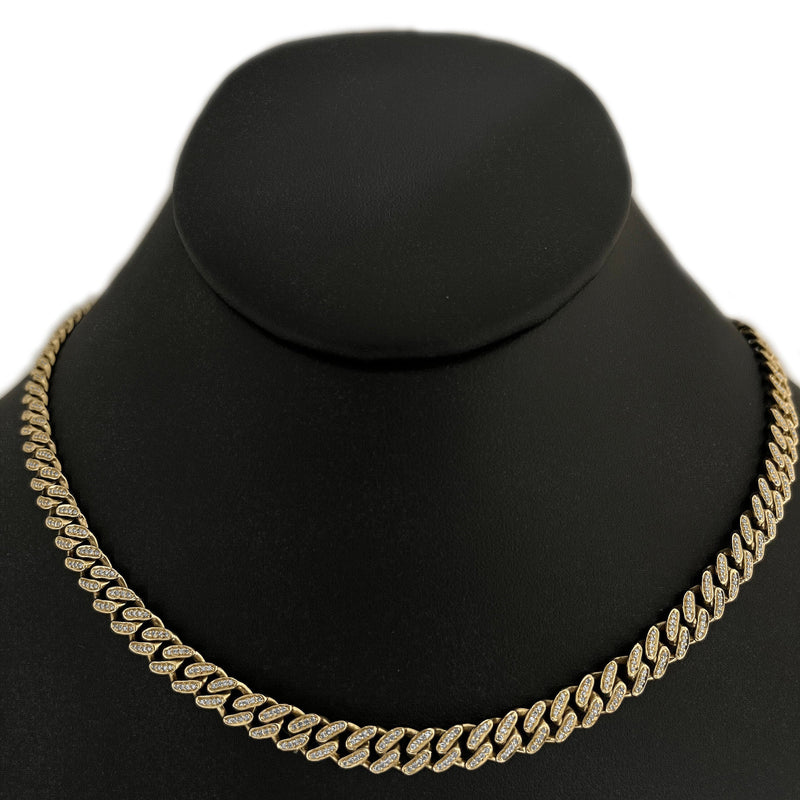 SPECIAL!6mm 1.73ct G SI 14k Yellow Gold Diamond Round Cuban Necklace 18"