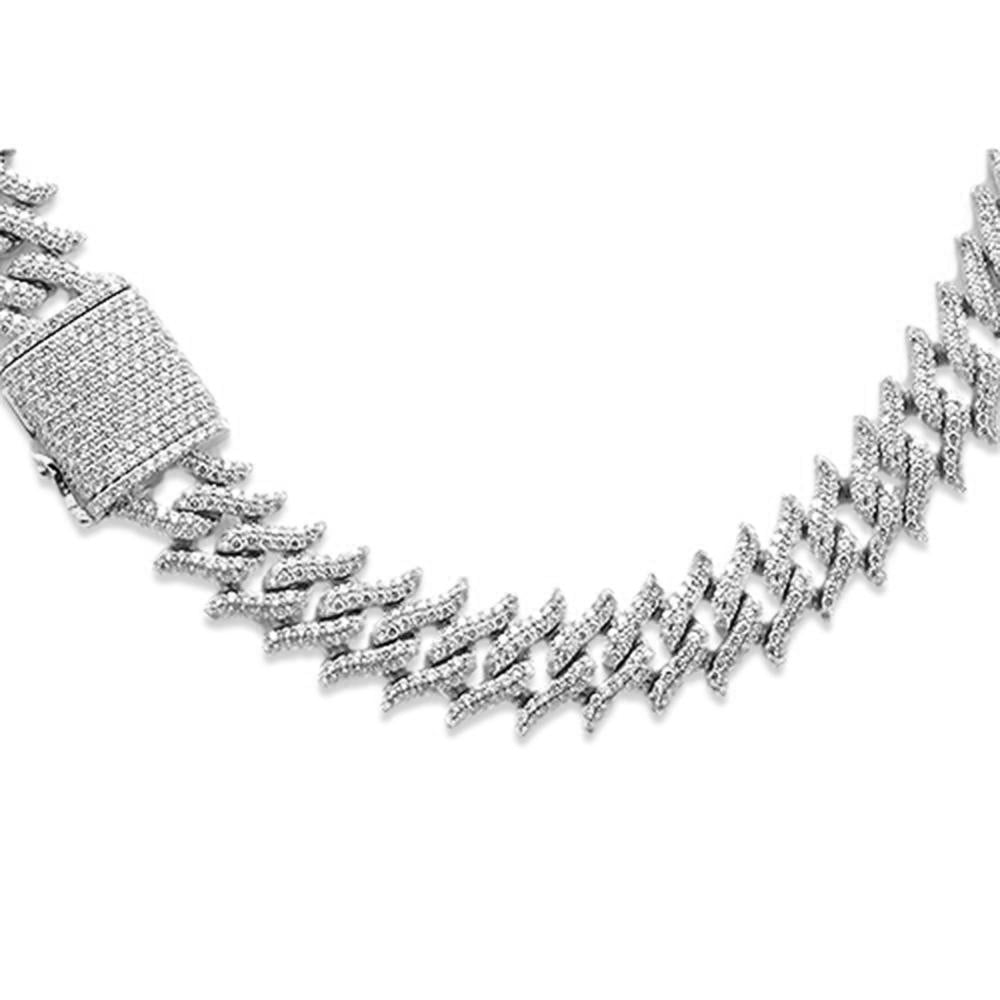 SPECIAL!7mm 5.40ct G SI 14K White Gold Round Diamond Spiked Cuban Necklace 22"