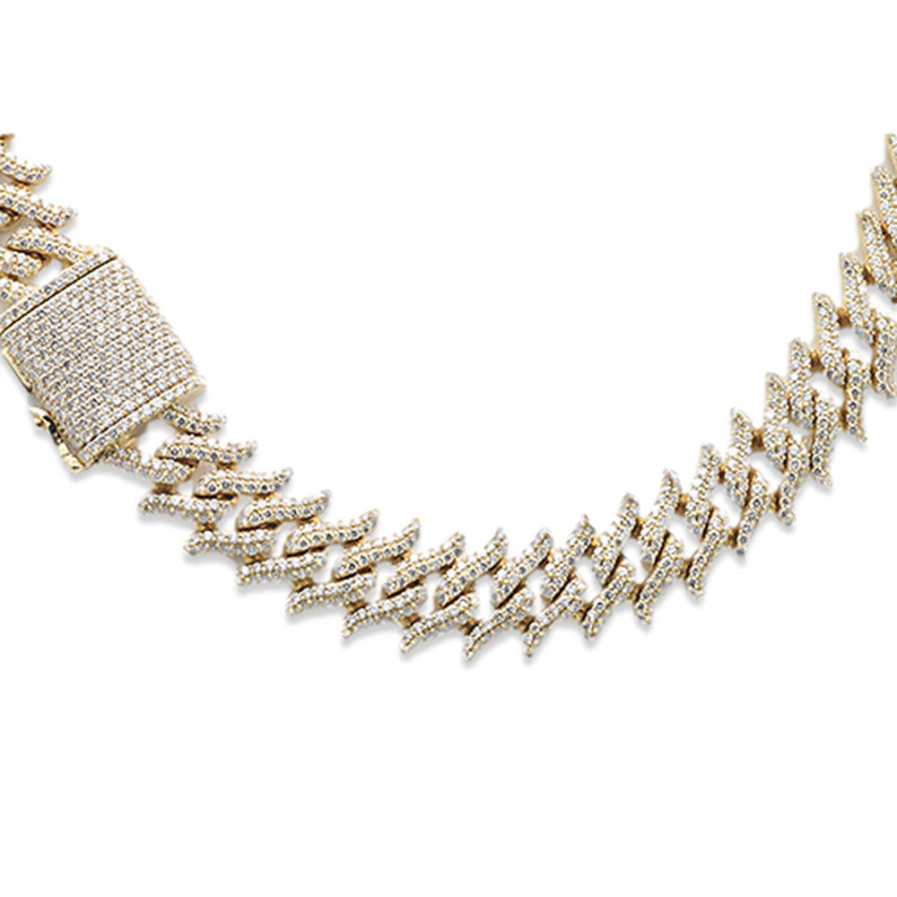 SPECIAL! 7mm 6.53ct G SI 14K Yellow Gold Round Diamond Spiked Cuban Necklace 22"