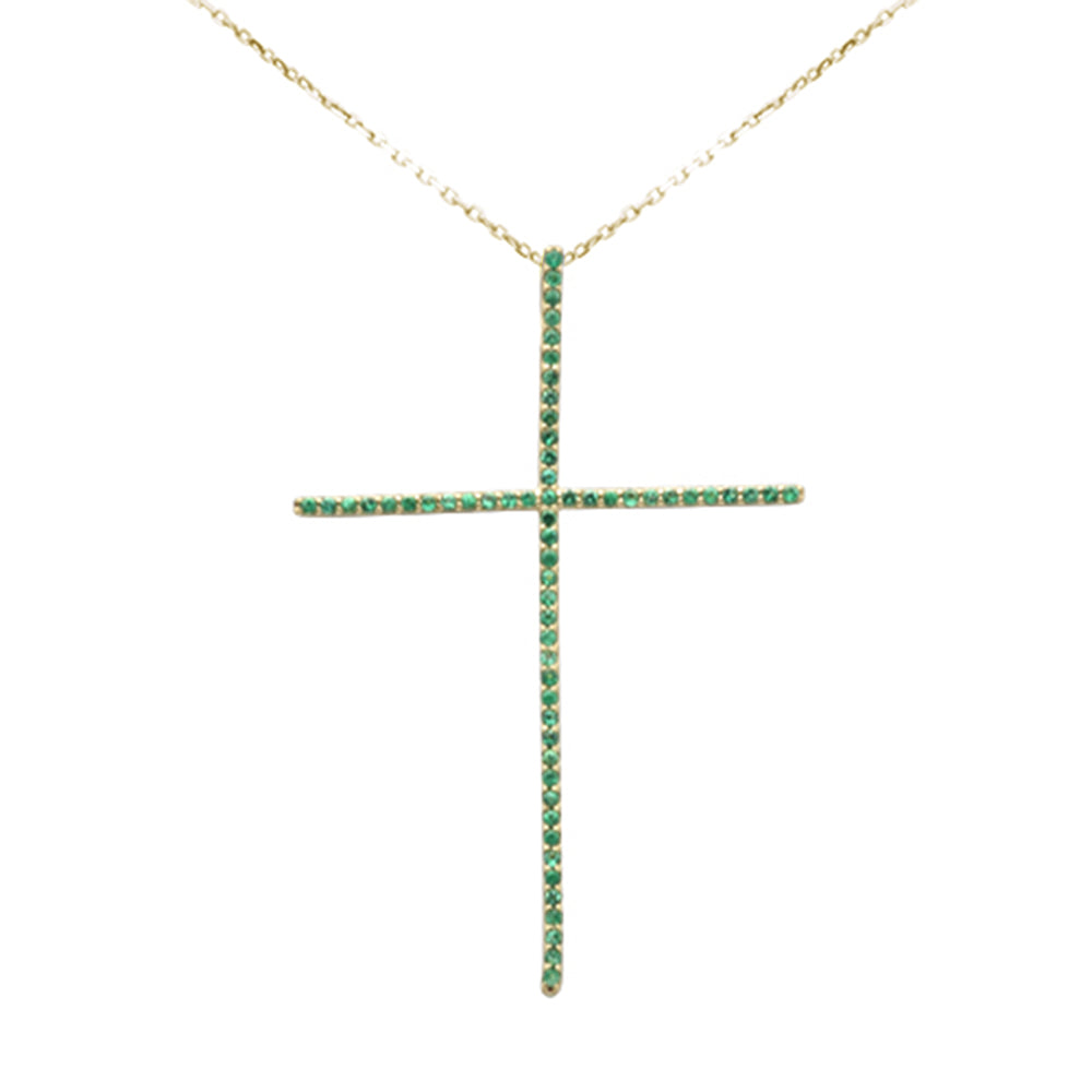 SPECIAL!.27ct G SI 14K Yellow Gold Emerald Gemstones Pendant Necklace 18" Long Chain