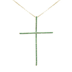 SPECIAL!.27ct G SI 14K Yellow Gold Emerald Gemstones Pendant Necklace 18" Long Chain