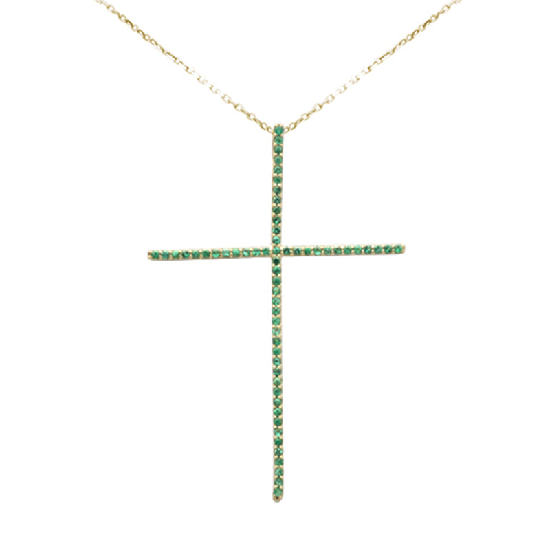 SPECIAL!.27ct G SI 14K Yellow Gold Emerald Gemstones Pendant Necklace 18" Long Chain