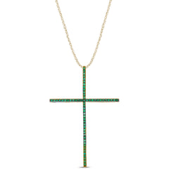 SPECIAL!.27ct G SI 14K Yellow Gold Emerald Gemstones Pendant Necklace 18" Long Chain