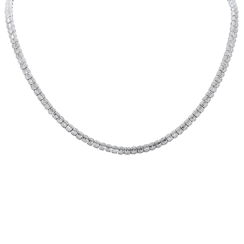 SPECIAL!3.48ct G SI 14K White Gold Round & Baguette Diamond Necklace 18" Long