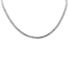 SPECIAL!3.48ct G SI 14K White Gold Round & Baguette Diamond Necklace 18" Long