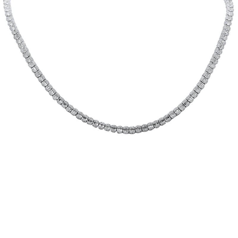 SPECIAL!3.48ct G SI 14K White Gold Round & Baguette Diamond Necklace 18" Long