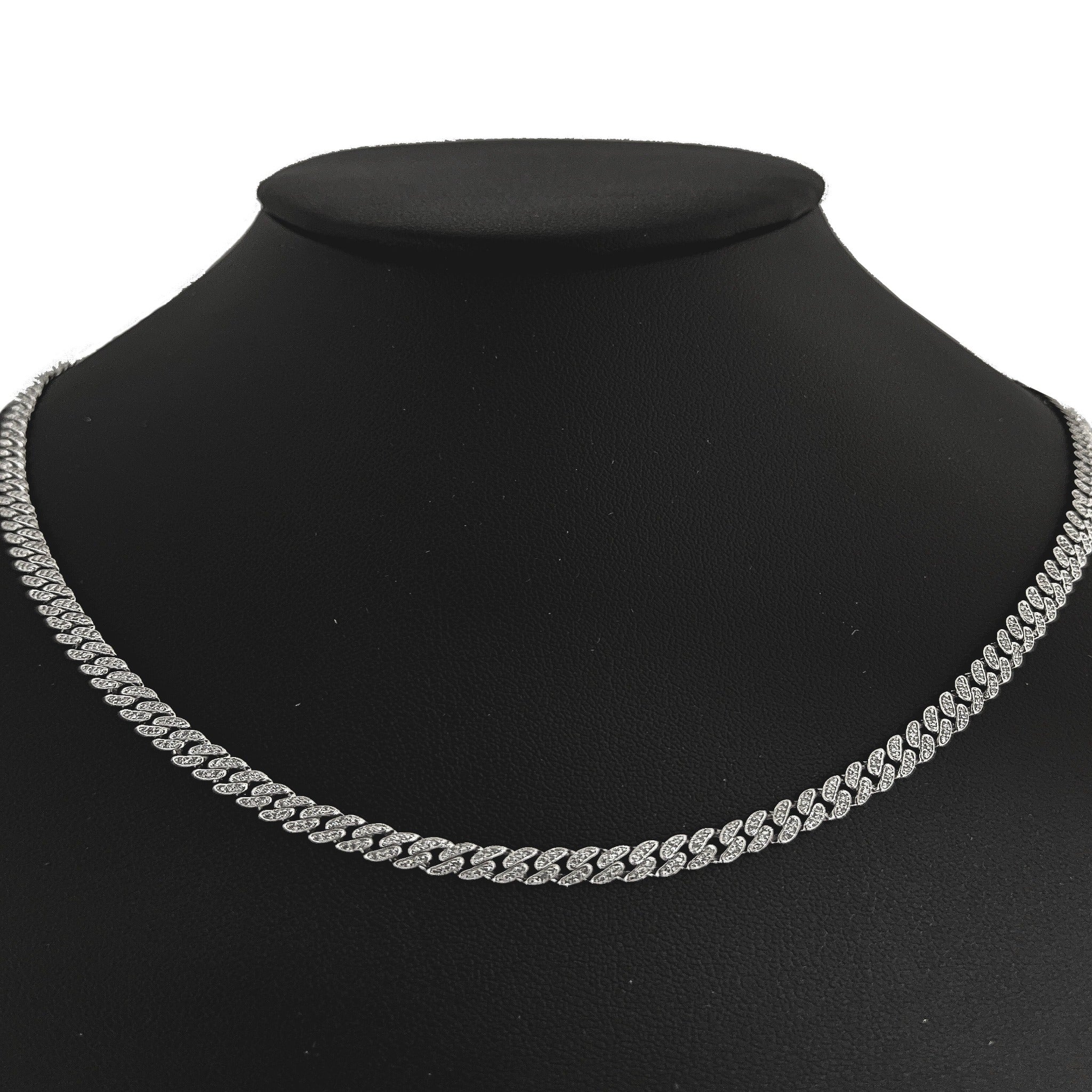 SPECIAL! 4mm 1.65ct G SI 14k White Gold Round Diamond Cuban Necklace 16"