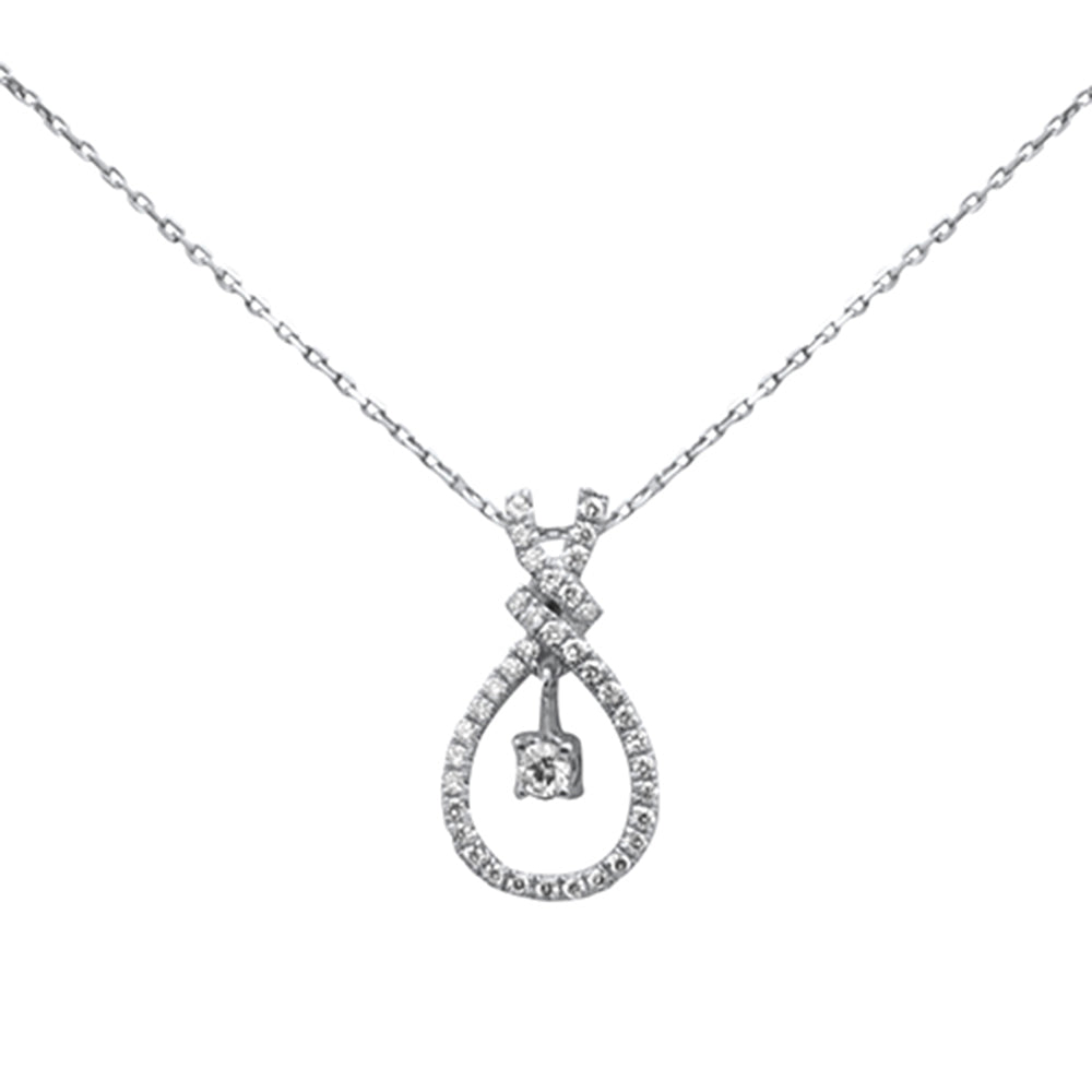SPECIAL!.36ct G SI 14K White Gold Diamond Pendant Necklace 0.75" Long