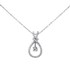 SPECIAL!.36ct G SI 14K White Gold Diamond Pendant Necklace 0.75" Long
