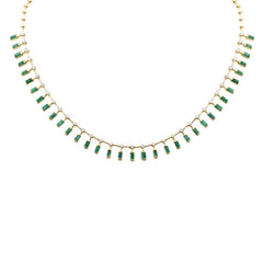 SPECIAL! 5.73ct G SI 14K Yellow Gold Diamond & Natural Emerald Gemstone Necklace 16" Long
