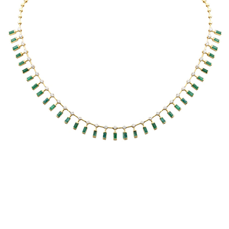 SPECIAL! 5.73ct G SI 14K Yellow Gold Diamond & Natural Emerald Gemstone Necklace 16" Long