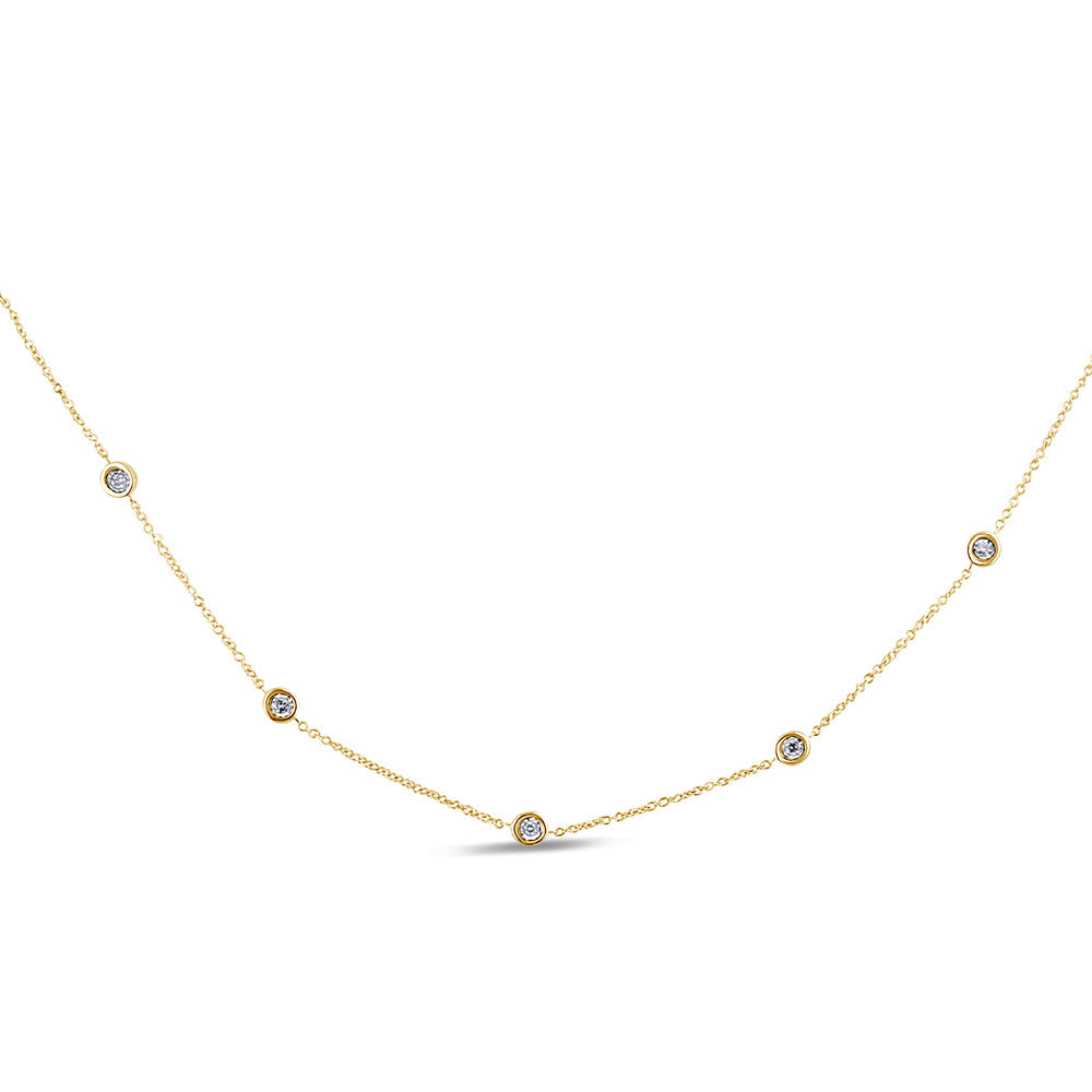 SPECIAL! .20ct G SI 14K Yellow Gold Diamond By The Yard Pendant Necklace 16+2" Ext Long