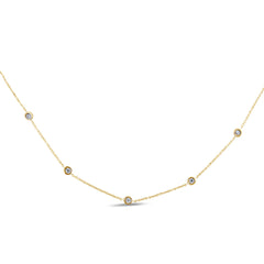 SPECIAL! .20ct G SI 14K Yellow Gold Diamond By The Yard Pendant Necklace 16+2" Ext Long