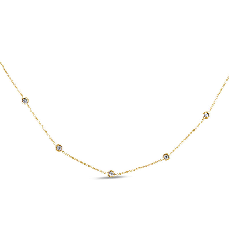 SPECIAL! .20ct G SI 14K Yellow Gold Diamond By The Yard Pendant Necklace 16+2" Ext Long