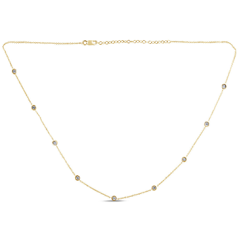 SPECIAL! .20ct G SI 14K Yellow Gold Diamond By The Yard Pendant Necklace 16+2" Ext Long