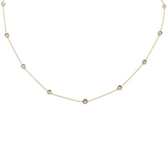SPECIAL! .20ct G SI 14K Yellow Gold Diamond By The Yard Pendant Necklace 16+2" Ext Long