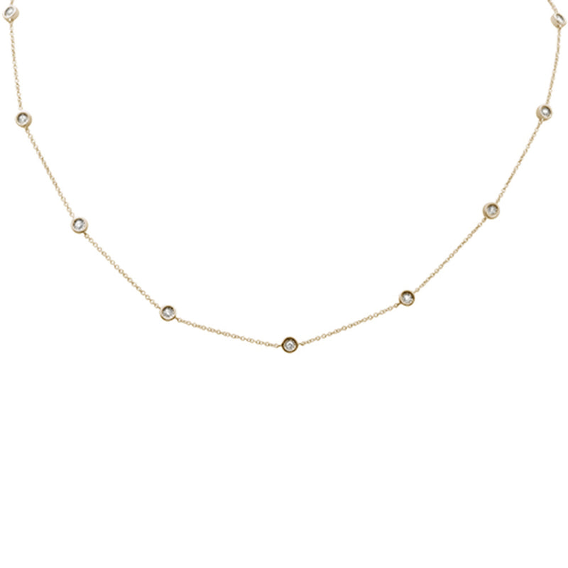 SPECIAL! .20ct G SI 14K Yellow Gold Diamond By The Yard Pendant Necklace 16+2" Ext Long