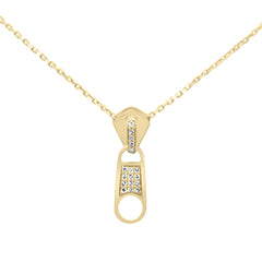 SPECIAL! .08ct G SI 14K Yellow Gold Diamond Zipper Style Pendant Necklace 18" Long Chain