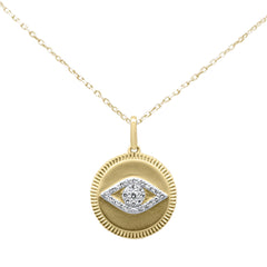 SPECIAL!.12ct G SI 14K Yellow Gold Diamond Round Pendant Necklace 18" Long Chain
