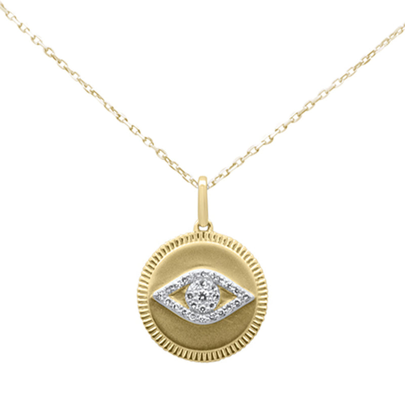 SPECIAL!.12ct G SI 14K Yellow Gold Diamond Round Pendant Necklace 18" Long Chain