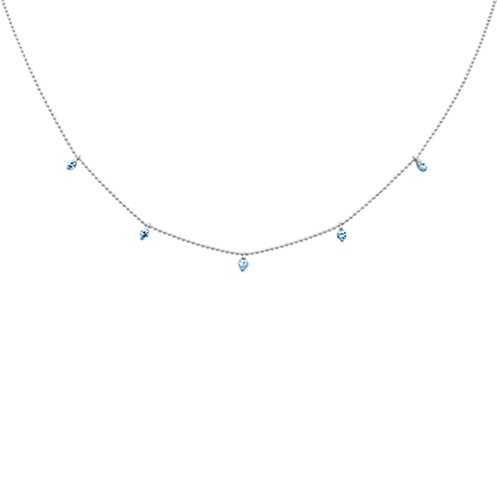 SPECIAL!.31ct G SI 14K White Gold Aqua Gemstones Pendant Necklace 18" Long
